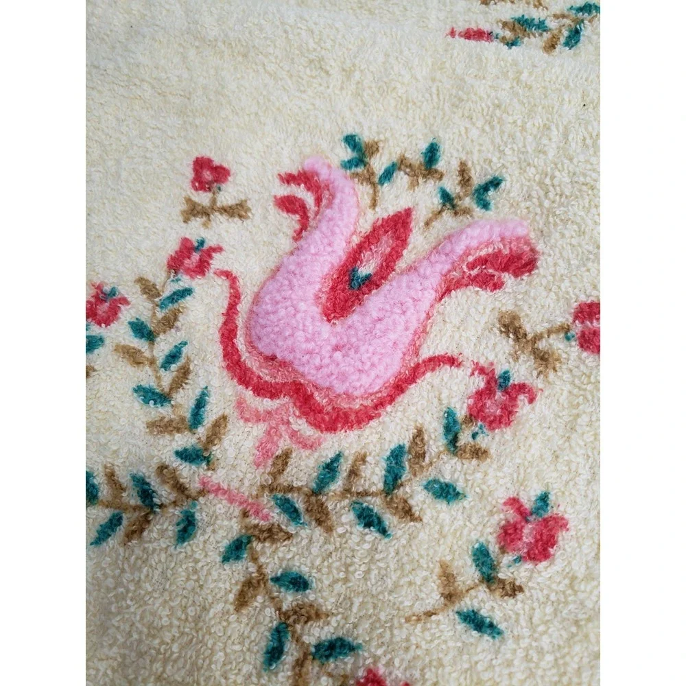 Vintage Cannon Set Of 3 Bath Towel Hand Towel & Wash Cloth Yellow Tulip Floral‎